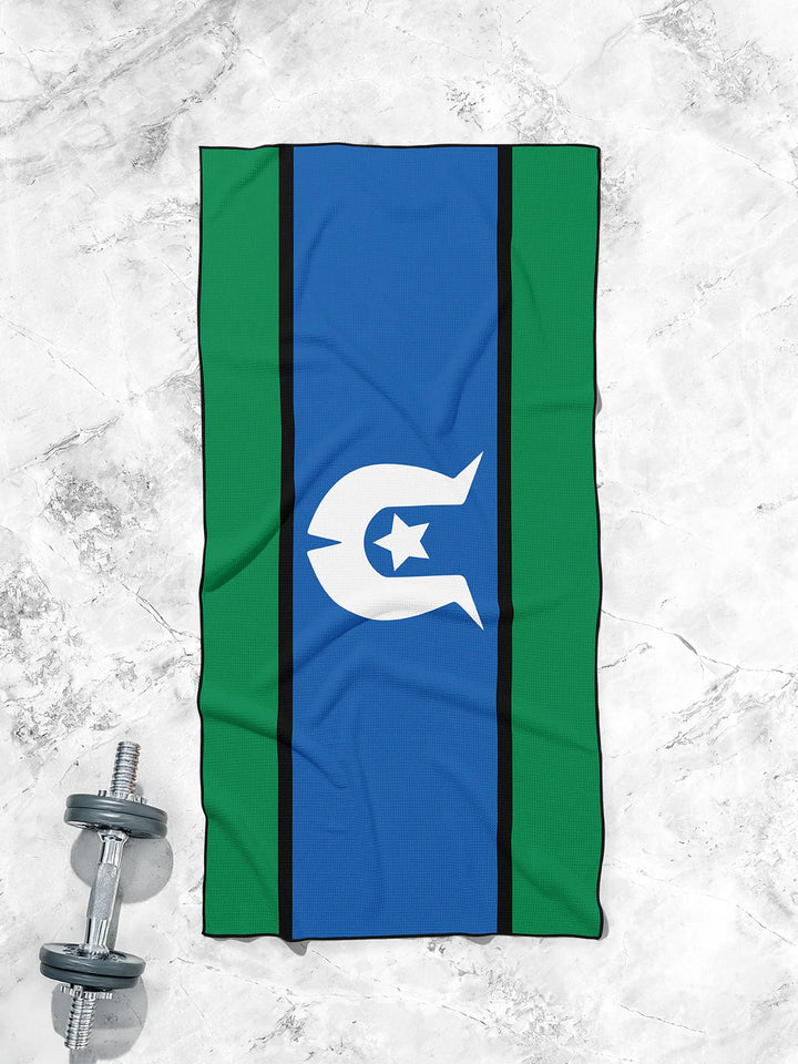 Torres Strait Islander Flag - Waffle Fabric Gym Towel