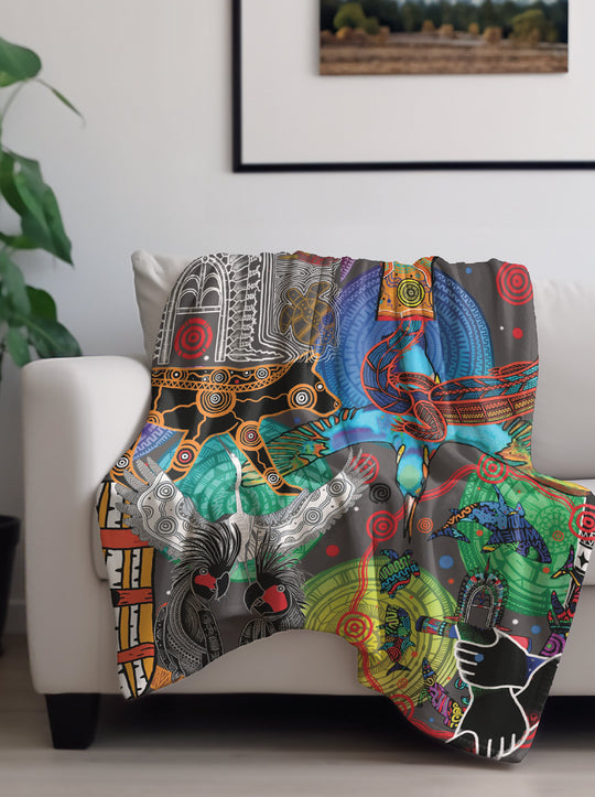 Indigenous Designed Aboriginal Art THROW RUGS/BLANKETS – BW Tribal