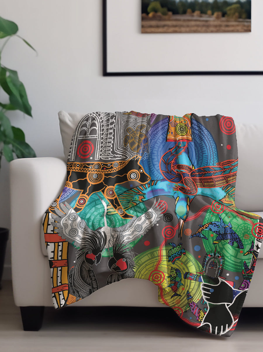 Indigenous Designed Aboriginal Art THROW RUGS/BLANKETS – BW Tribal