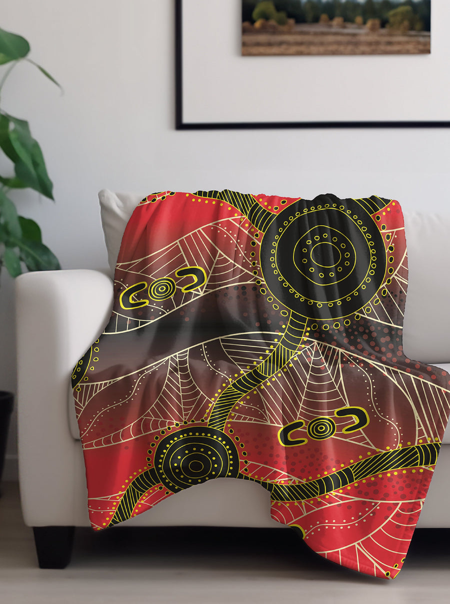 Indigenous Designed Aboriginal Art THROW RUGS/BLANKETS – BW Tribal