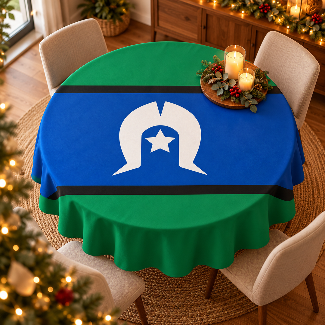 Torres Strait Islander Flag - Round Tablecloth