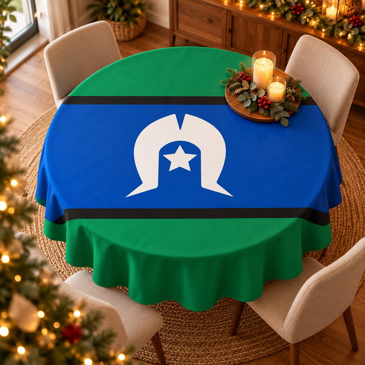Torres Strait Islander Flag - Round Tablecloth