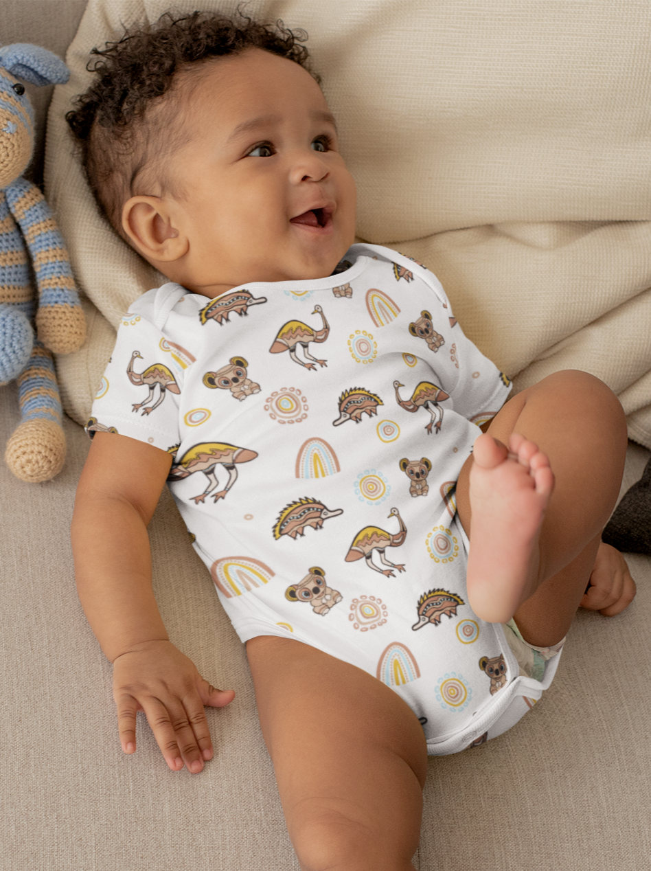 Native Friends (White) - Baby Onesie + Baby Beanie