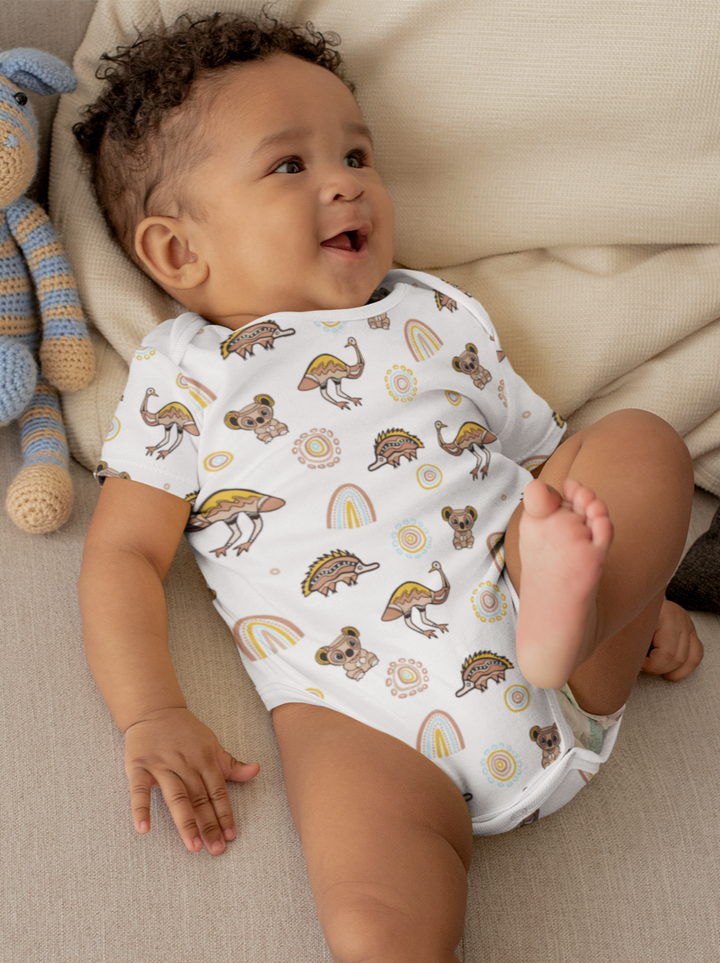 Native Friends (White) - Baby Onesie + Baby Beanie