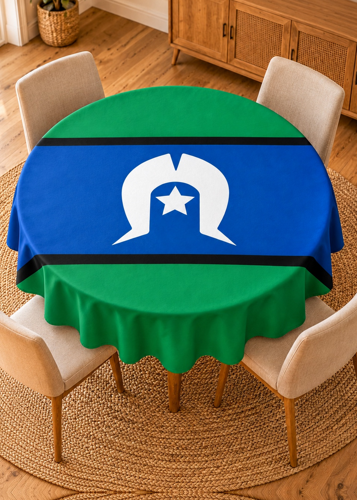 Torres Strait Islander Flag - Round Tablecloth