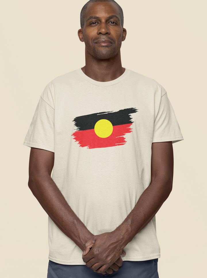 Brushstroke Aboriginal Flag - Men's T-shirt