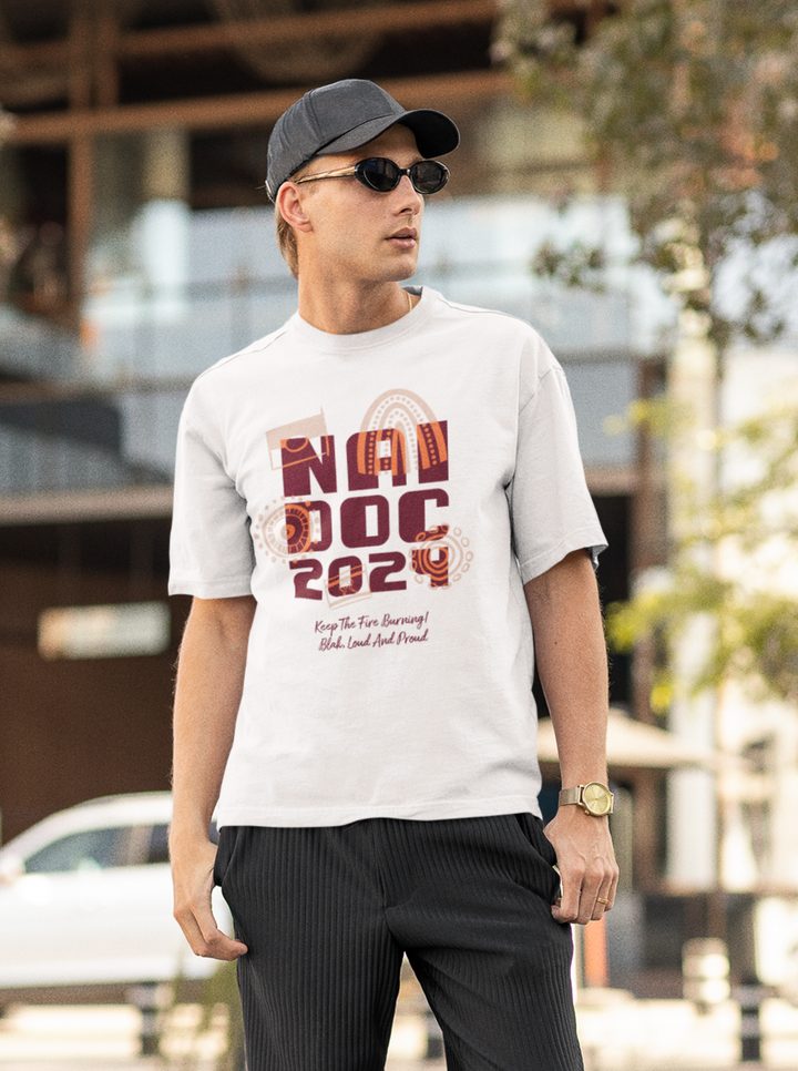 Our Fire Burns On! NAIDOC 2024 - Men's Heavy Oversized Tee