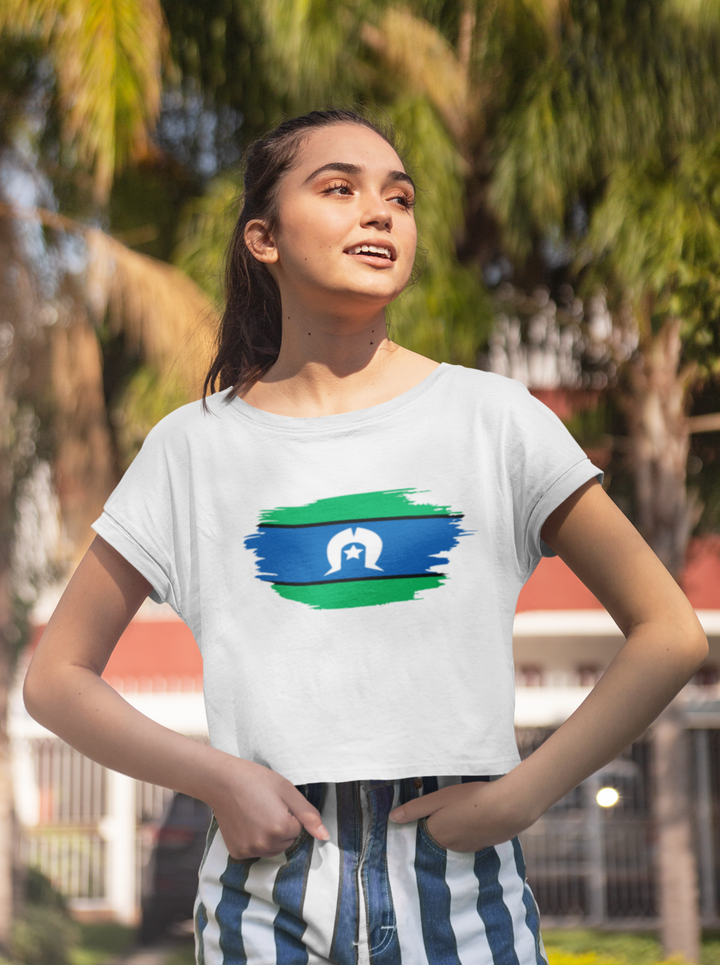 Brushstroke TSI Flag - Women's Crop Tee