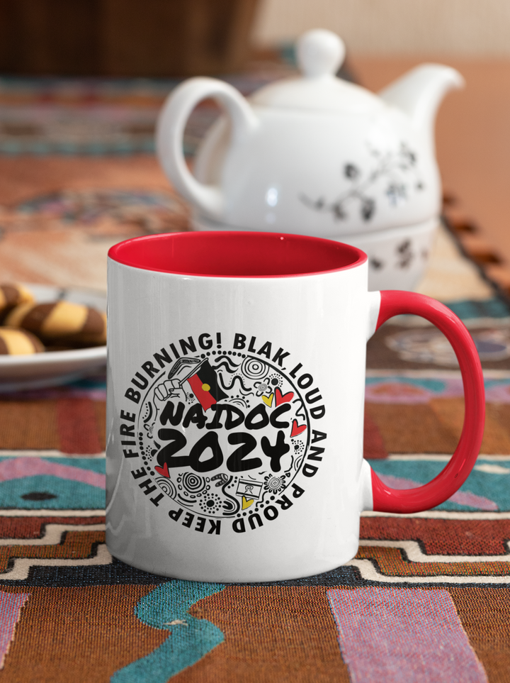 Blak, Loud and Proud NAIDOC 2024 - Colourful Accent Mug (White)