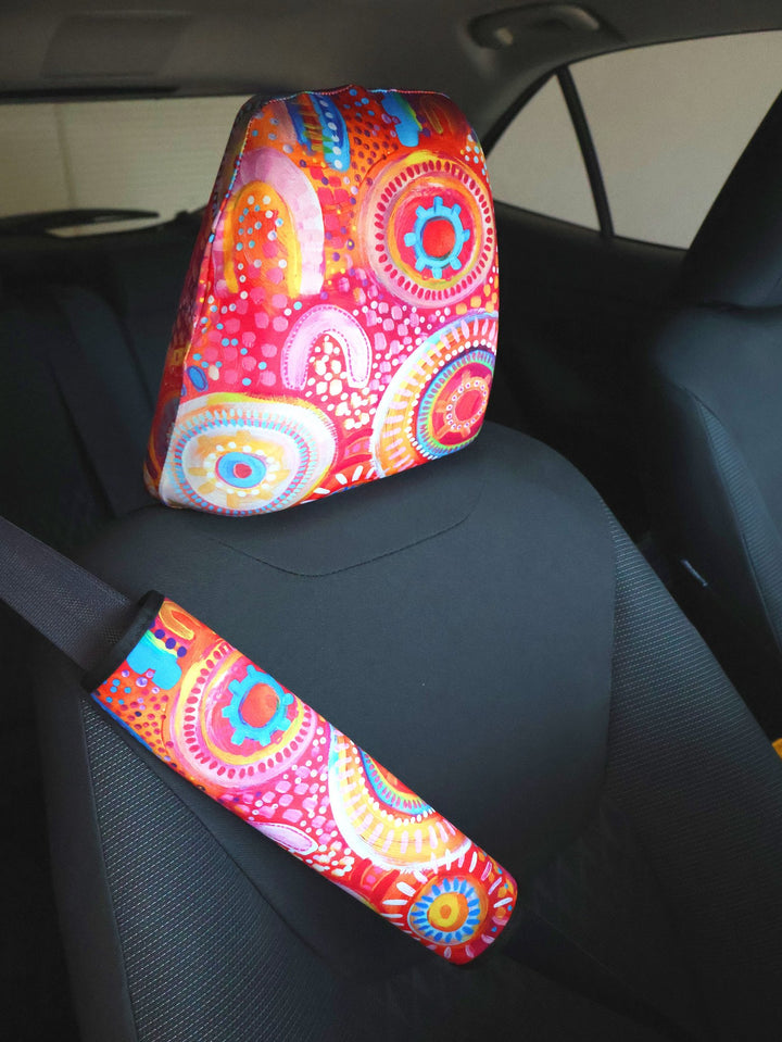 Sunset Desert - Headrest + Seat Belt Cover Gift Bundle