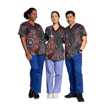 Men’s Scrub Set - Top and Pants with Aborginal Art Print-Kara Karanfilovski main image 1