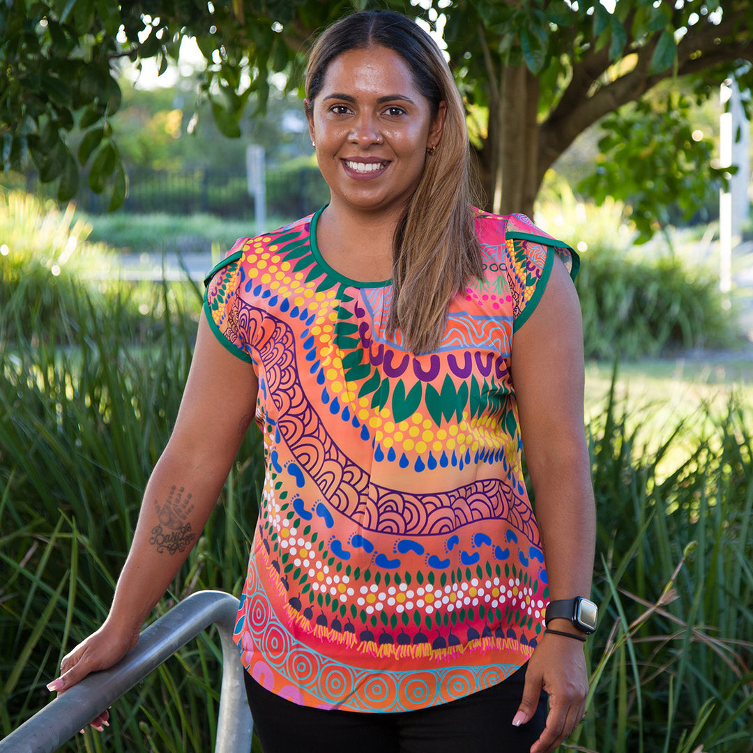 Indigenous Designed Aboriginal Art Women's Blouses Office Wear – BW Tribal