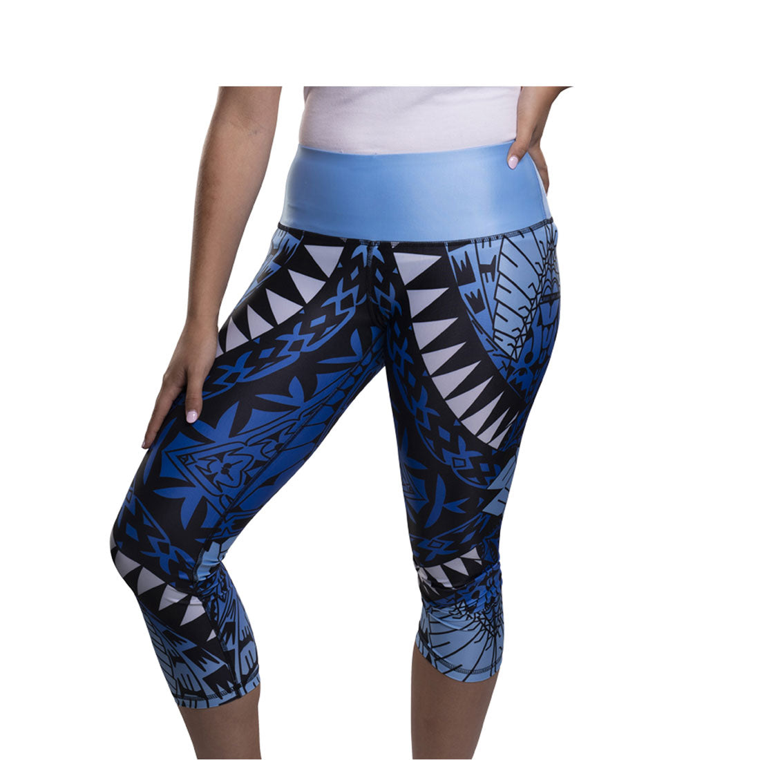 Indigenous Designed Aboriginal Art Womens Leggings BW Tribal   Womens Leggings Dhawdhaypa Dhoey Nithapa Healing The Land Front 